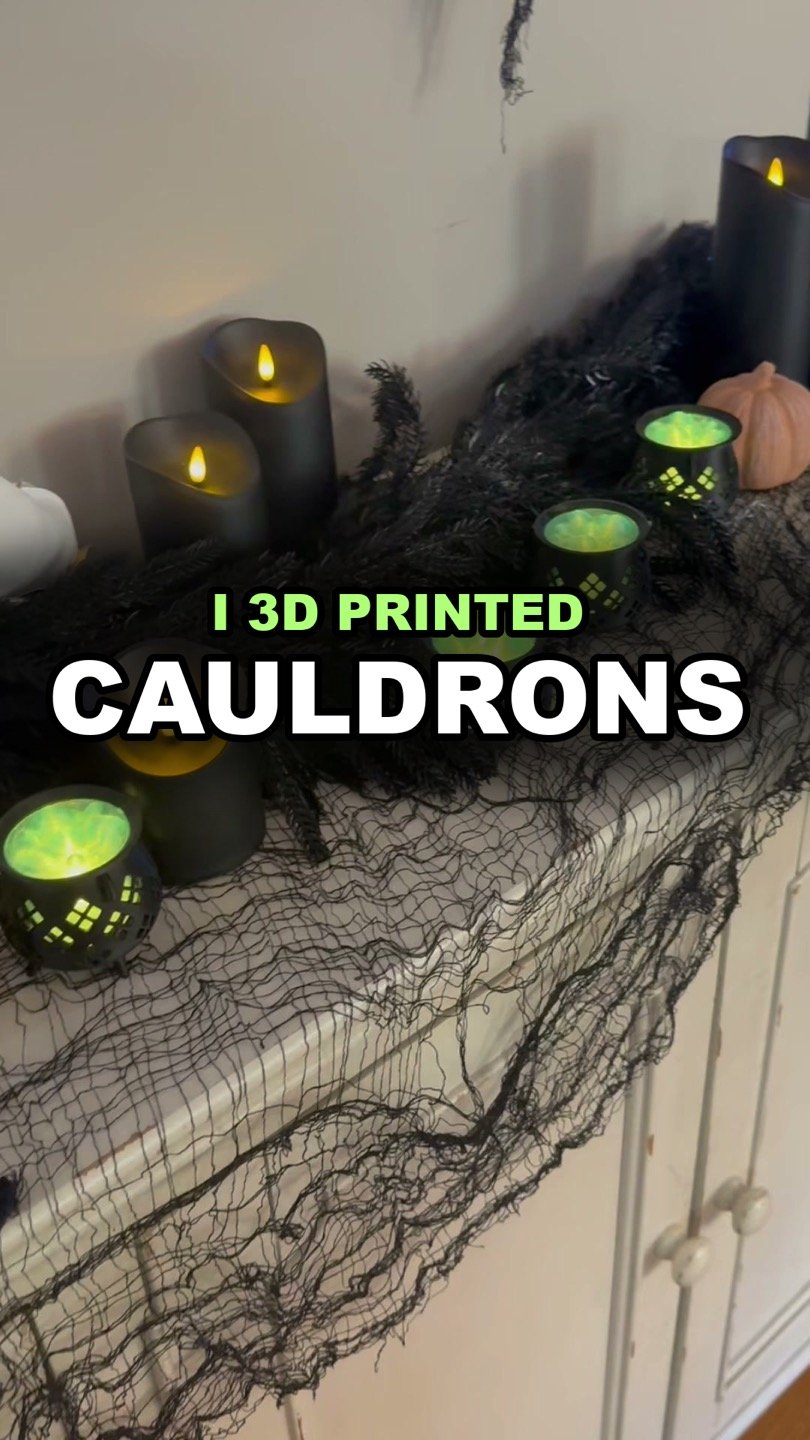 Mini 3D printed witch's cauldrons